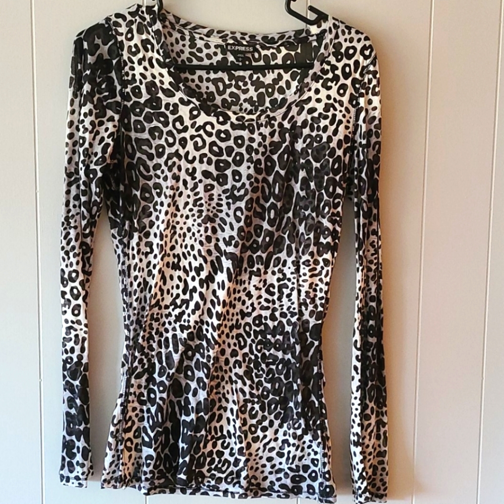 Express Black and White Leopard Shirt